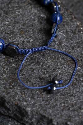 Sertifikalı Lapis Lazuli, Hematit Doğal Taş Makrome Bileklik (SK360) - 3