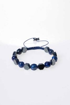 Sertifikalı Lapis Lazuli, Hematit Doğal Taş Makrome Bileklik (SK360) - 5