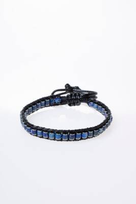 Sertifikalı Lapis Lazuli Özel Tasarım Deri Doğal Taş Makrome Bileklik (SK:398) - 5