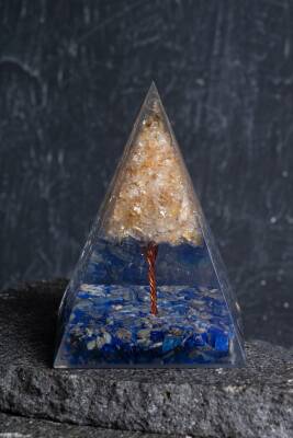 Sertifikalı Lapis Lazuli & Sitrin Ağaçlı Piramit - Osmanlı Doğal Taş