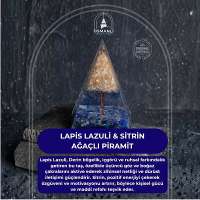 Sertifikalı Lapis Lazuli & Sitrin Ağaçlı Piramit - 2