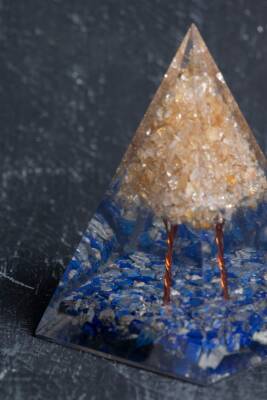 Sertifikalı Lapis Lazuli & Sitrin Ağaçlı Piramit - 3