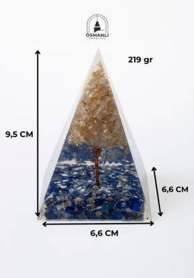 Sertifikalı Lapis Lazuli & Sitrin Ağaçlı Piramit - 6