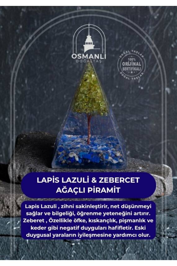 Sertifikalı Lapis Lazuli & Zebercet Ağaçlı Piramit - 1