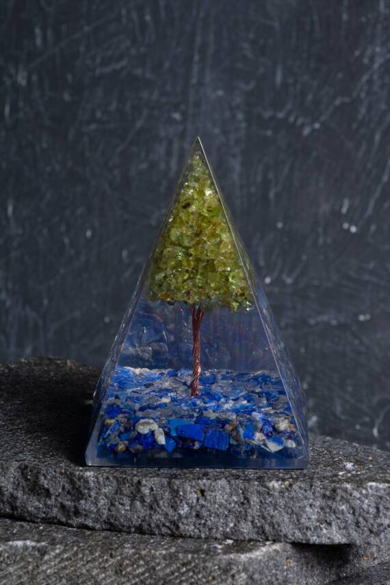 Sertifikalı Lapis Lazuli & Zebercet Ağaçlı Piramit - 2