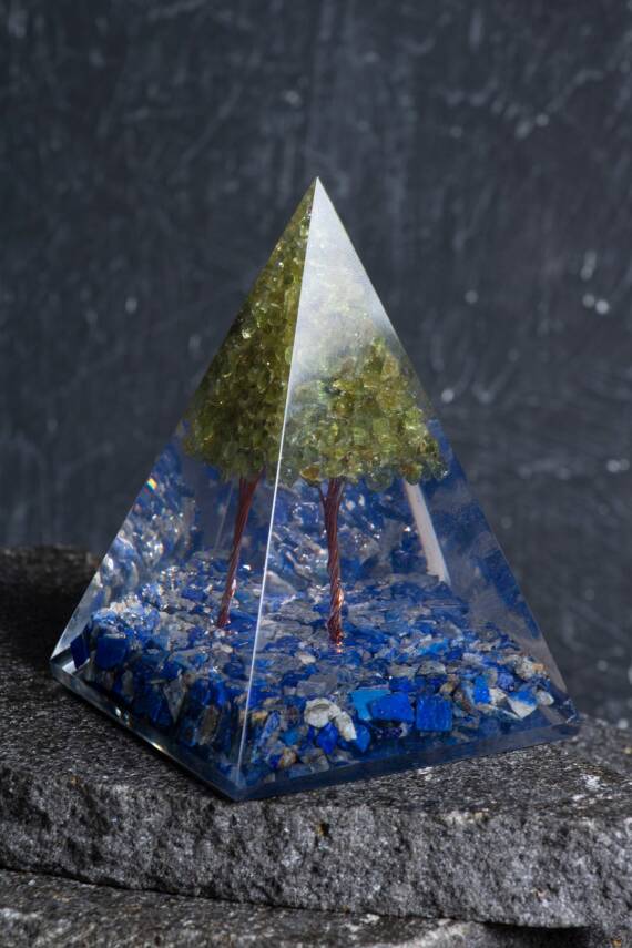 Sertifikalı Lapis Lazuli & Zebercet Ağaçlı Piramit - 1