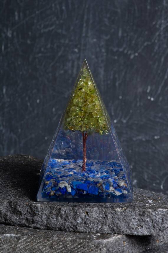 Sertifikalı Lapis Lazuli & Zebercet Ağaçlı Piramit - 4