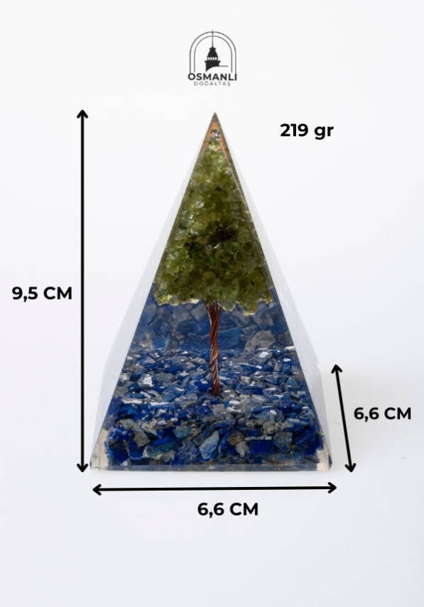 Sertifikalı Lapis Lazuli & Zebercet Ağaçlı Piramit - 6
