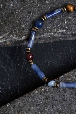Sertifikalı Lapis, Sodalit ve Bronzit Aslan Burcu Bileklik - 3