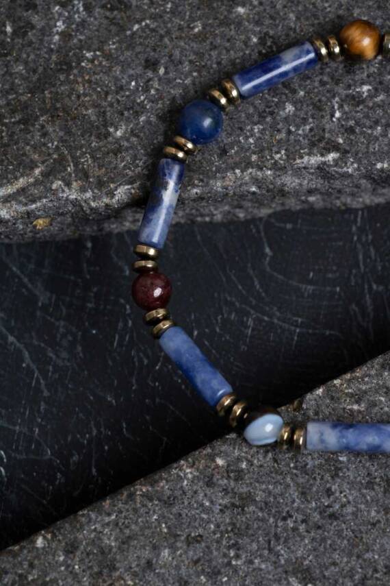 Sertifikalı Lapis, Sodalit ve Bronzit Aslan Burcu Bileklik - 3