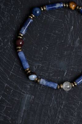Sertifikalı Lapis, Sodalit ve Bronzit Aslan Burcu Bileklik - 4