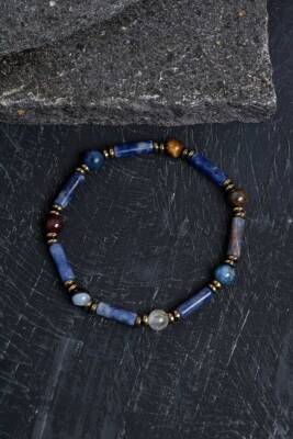 Sertifikalı Lapis, Sodalit ve Bronzit Aslan Burcu Bileklik - 5