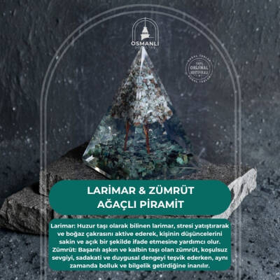 Sertifikalı Larimar & Zümrüt Ağaçlı Piramit - 2