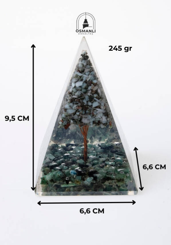 Sertifikalı Larimar & Zümrüt Ağaçlı Piramit - 6