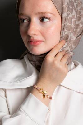 Sertifikalı Mai Bileklik-Barok İnci, Sitrin, Pembe Kuvars, Çilek Kuvars Gümüş Charm ve Aparatlı Doğal Taş Bileklik (SK:074) - 4