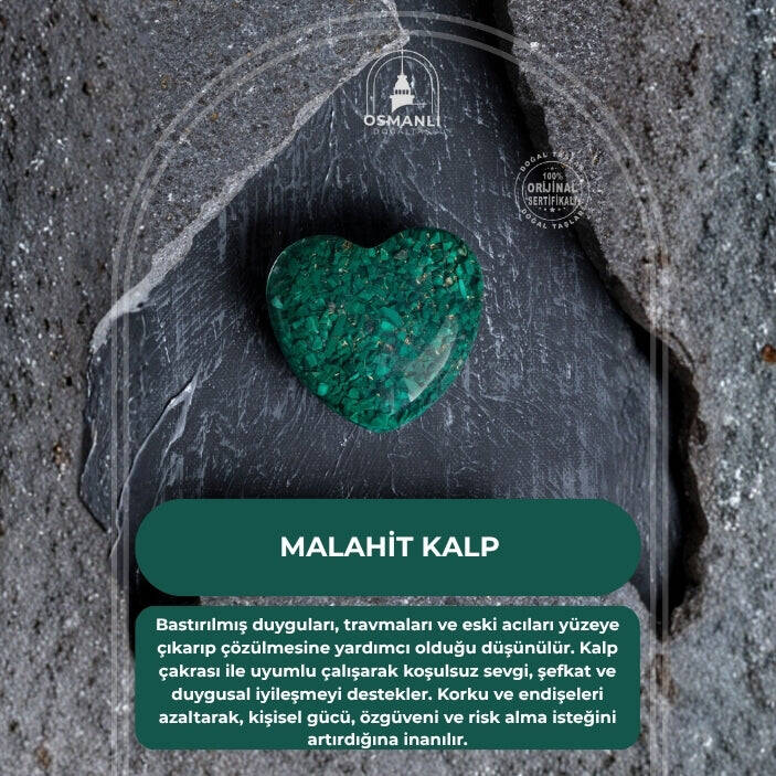 Sertifikalı Malahit Kalp - 2