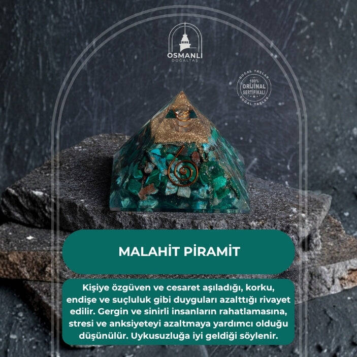 Sertifikalı Malahit Piramit - 2