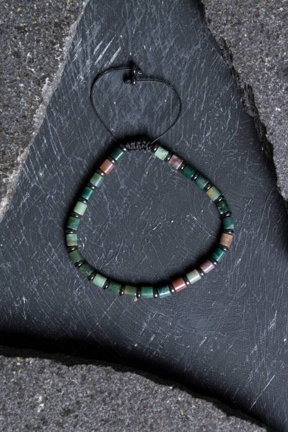 Sertifikalı Mint Akik Doğal Taş Makrome Bileklik (SK:207) - 1