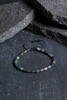 Sertifikalı Mint Akik Doğal Taş Makrome Bileklik (SK:207) - 2