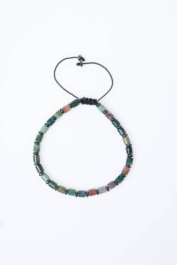 Sertifikalı Mint Akik Doğal Taş Makrome Bileklik (SK:207) - 5