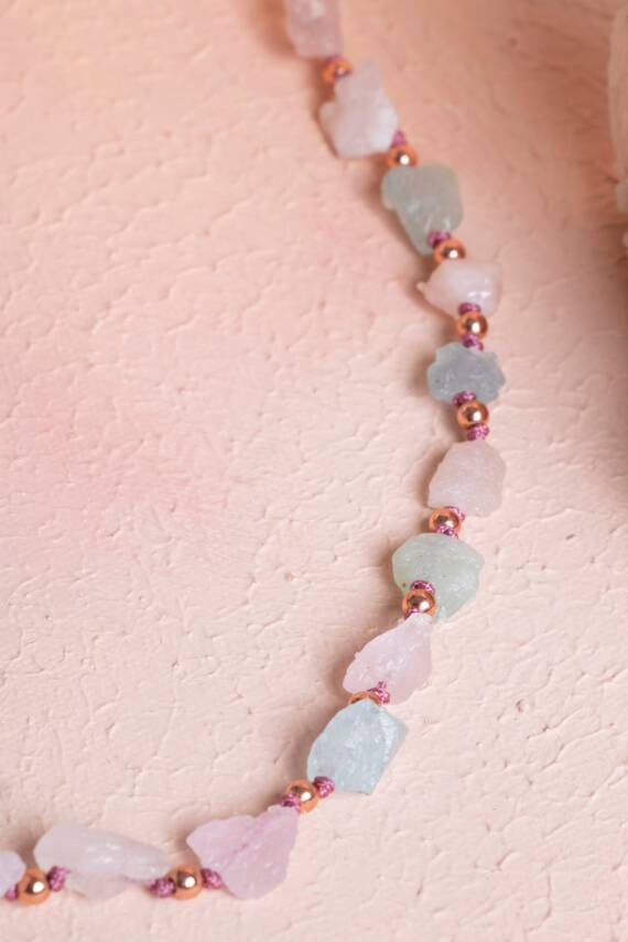 Sertifikalı Morganit Doğal Taş Makrome Kolye (SK:092) - 4