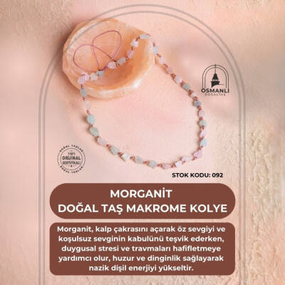Sertifikalı Morganit Doğal Taş Makrome Kolye (SK:092) - 2