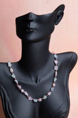 Sertifikalı Morganit Doğal Taş Makrome Kolye (SK:092) - 3