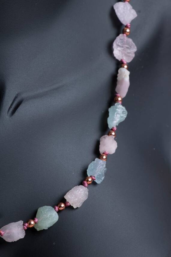 Sertifikalı Morganit Doğal Taş Makrome Kolye (SK:092) - 4