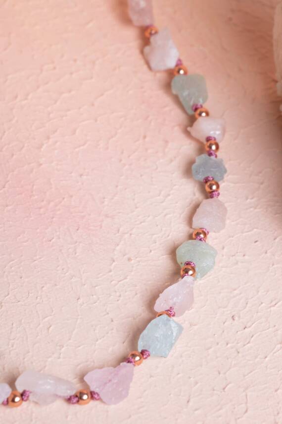 Sertifikalı Morganit Doğal Taş Makrome Kolye (SK:092) - 5