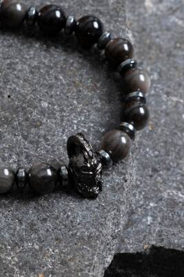 Sertifikalı Obsidyen Doğal Taş Makrome Bileklik - 3