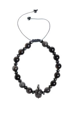 Sertifikalı Obsidyen Doğal Taş Makrome Bileklik - 5