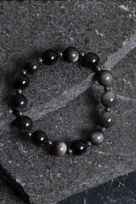 Sertifikalı Obsidyen, Hematit Doğal Taş Bileklik - Osmanlı Doğaltaş