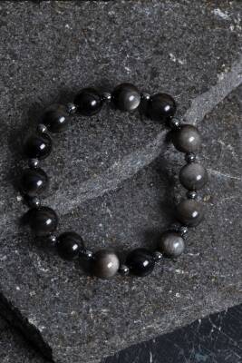 Sertifikalı Obsidyen, Hematit Doğal Taş Bileklik - Osmanlı Doğaltaş