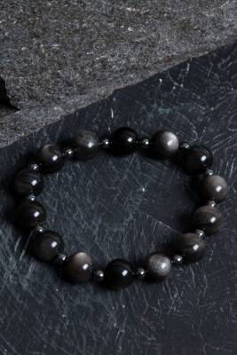 Sertifikalı Obsidyen, Hematit Doğal Taş Bileklik - 3