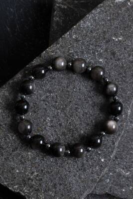 Sertifikalı Obsidyen, Hematit Doğal Taş Bileklik - 4