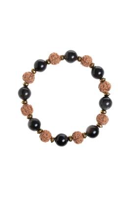Sertifikalı Obsidyen, Rudrashka, Hematit Doğal Taş Bileklik - 5
