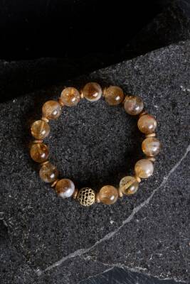 Sertifikalı Odun Jasper, Sitrin Zirkon Aparatlı Doğal Taş Bileklik-10 mm (SK:175) - Osmanlı Doğal Taş