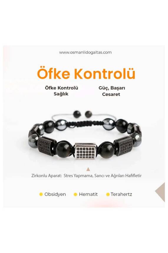 Sertifikalı Öfke Kontrolü Bilekliği-Doğal Taş Makrome Bileklik (SK:344) - 1