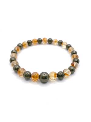 Sertifikalı Orijinal Hakiki 6mm Sitrin - Pirit Doğal Taş Misinalı Bileklik - 3