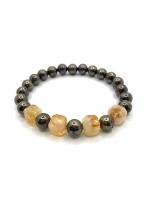 Sertifikalı Orijinal Hakiki 8mm Sitrin - Pirit Doğal Taş Misinalı Bileklik - 3