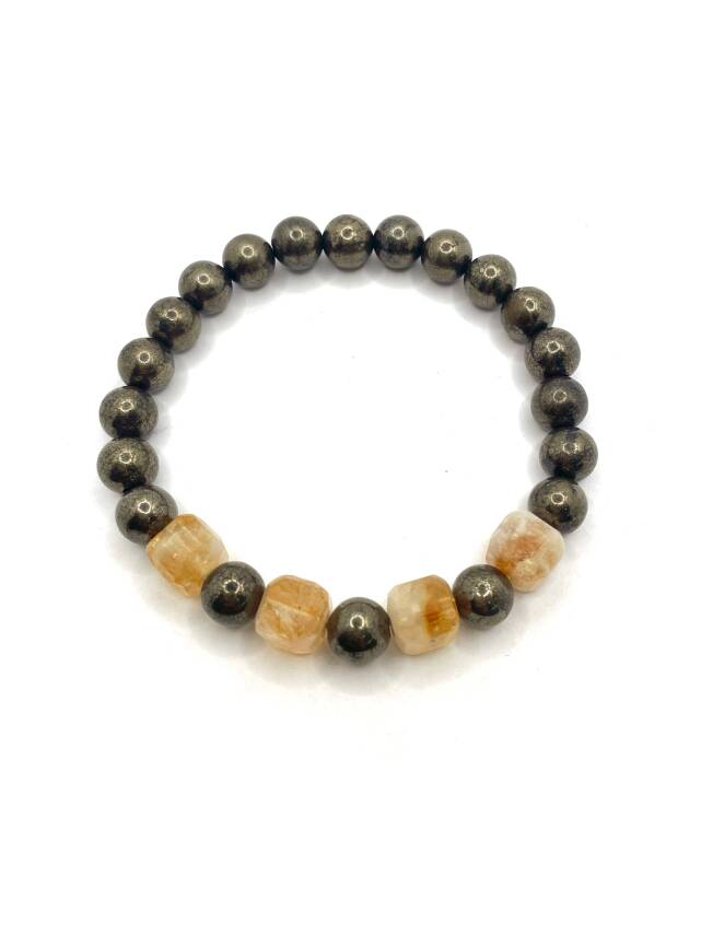 Sertifikalı Orijinal Hakiki 8mm Sitrin - Pirit Doğal Taş Misinalı Bileklik - 4