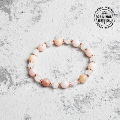Sertifikalı Orijinal İnci Kunzit İnce Kesim Doğal Taş Bileklik - Osmanlı Doğaltaş