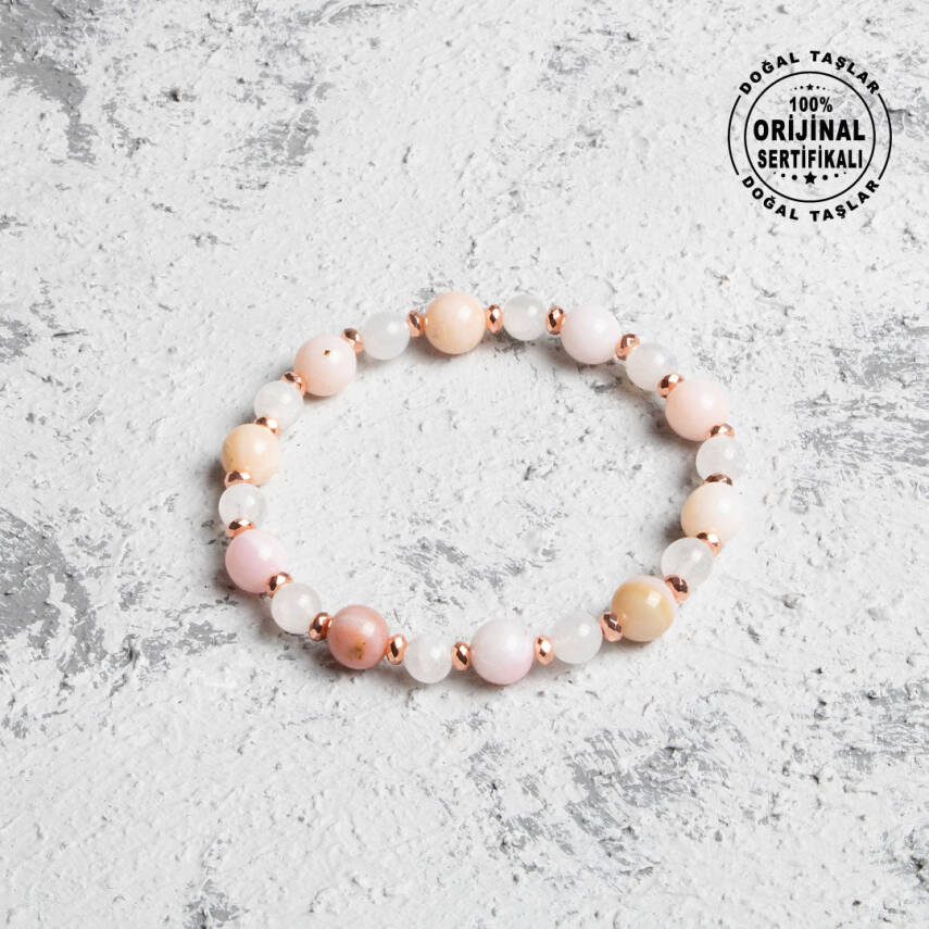 Sertifikalı Orijinal İnci Kunzit İnce Kesim Doğal Taş Bileklik - 1