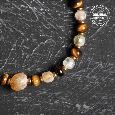 Sertifikalı Orijinal Kaplan Gözü Sedef Hematit Doğal Taş Bileklik - Osmanlı Doğaltaş