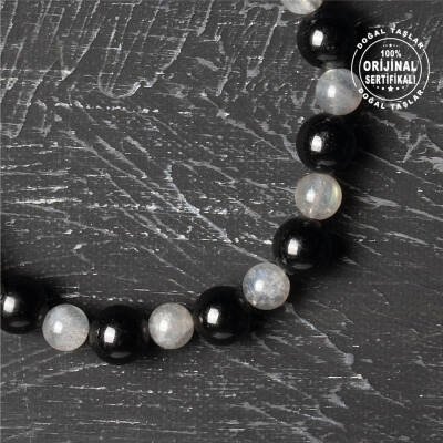 Sertifikalı Orijinal Labrodorit Siyah Turmalin Doğal Taş Bileklik - 4