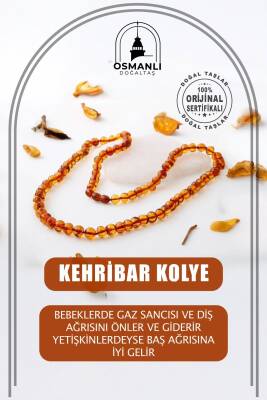 Sertifikalı Orjinal Kehribar Doğal Taş Dizi Kolye - Osmanlı Doğaltaş