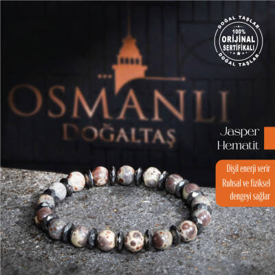 Sertifikalı Osmanlı Jasper ve Hematit Doğal Taş Bileklik Modeli - 2