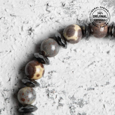 Sertifikalı Osmanlı Jasper ve Hematit Doğal Taş Bileklik Modeli - 4