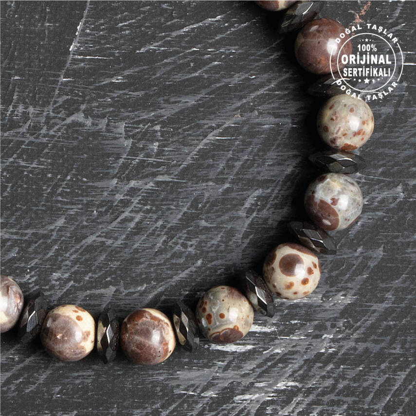 Sertifikalı Osmanlı Jasper ve Hematit Doğal Taş Bileklik Modeli - 5