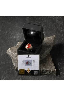 Sertifikalı Özel Seri Akik Doğal Taş Pırlantalı 925 Ayar Gümüş Yüzük (Erkek) - Osmanlı Doğal Taş